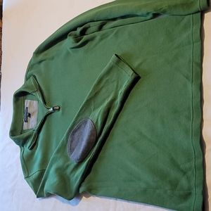 Banana Republic 1/4 zip sweater Medium green grey elbow patches
